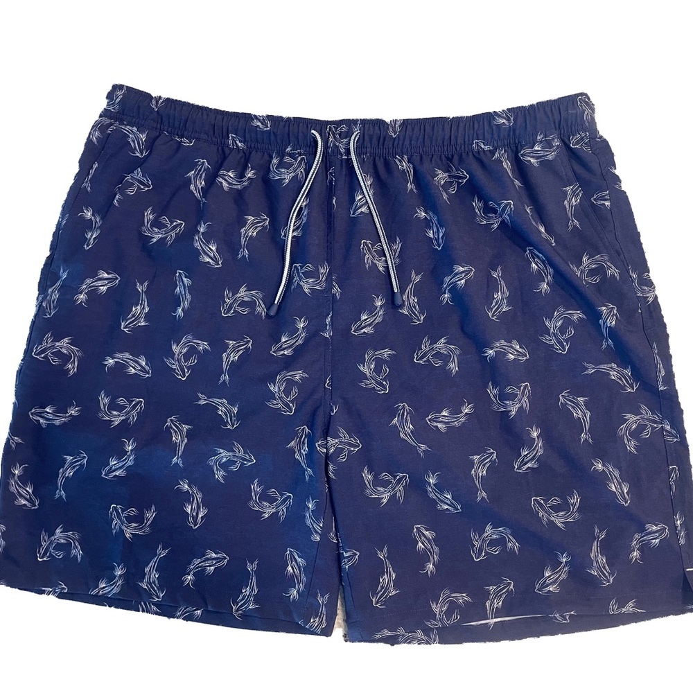Navy blue Peter Millar seaside men’s swim trunks size XXL fish pattern